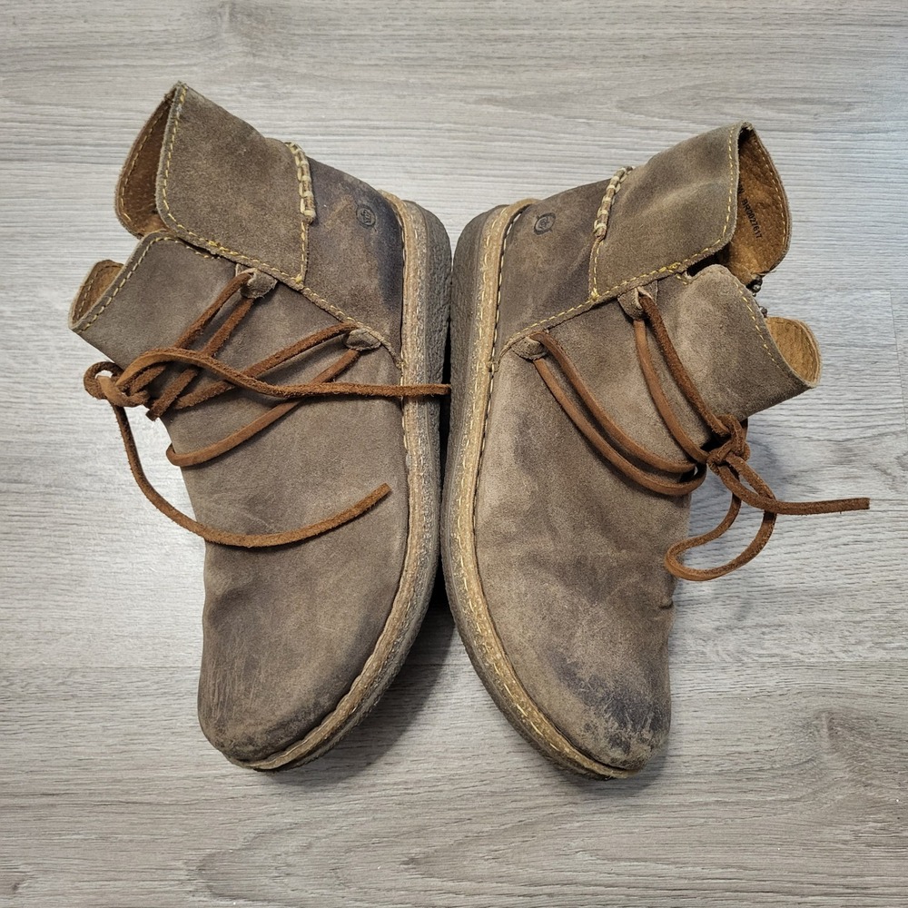 Born Kerri Brown Leather Lace Up Ankle Boots Womens 8.5 Chukka Desert Boot Boho